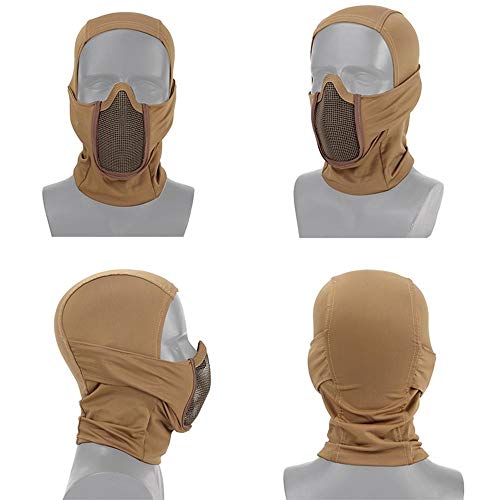 MOGOI Steel Mesh Airsoft Mask, Ninja Style Balaclava Mesh Mask Breathable Half Face Airsoft Mask for Fencing, Airsoft, Paintball, BB Gun, CS Game, Hunting and Shooting, C