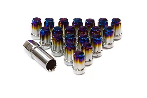 RPC CPR Close Ended Spline Steel Wheel Lug Nuts 20Pcs With Key M12X1.5 Titanium Burnt Blue