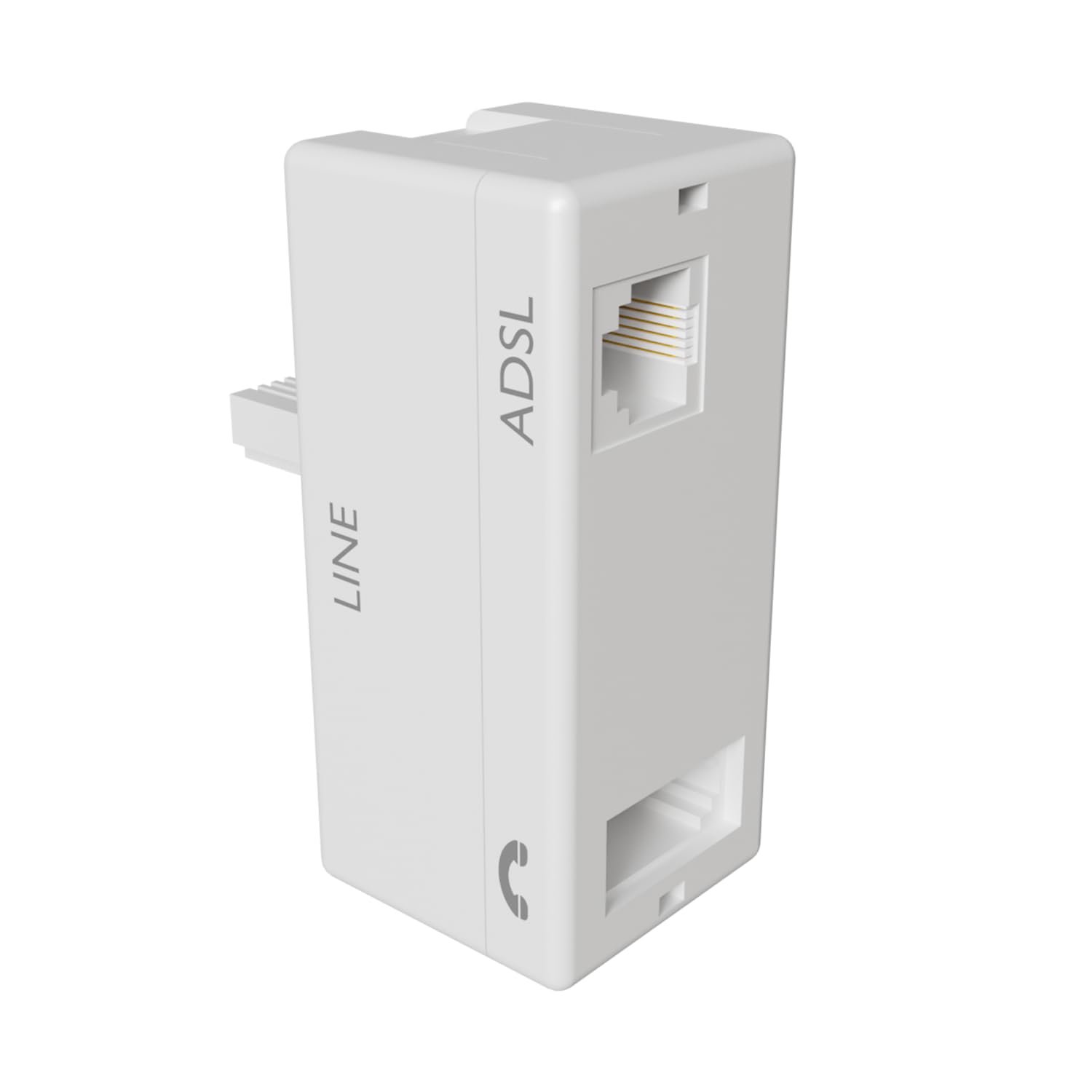 rhinocables - ADSL Microfilter | BT RJ11 Telephone Adaptor for Broadband | Versatile T-Shaped Design | Essential for Multiple Devices | Filter Internet Connection, White