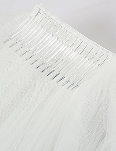 Anmor 2T Tulle Sheer Long Wedding Bridal Veils 3M Bridal Veil with Comb Off White - Thumbnail 4