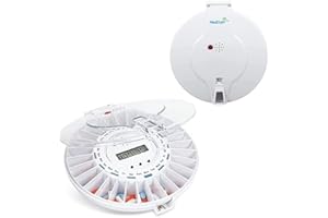 Med-E-Lert Premium Locking Automatic Pill Dispenser 28 Slot Electronic Medication Organizer (Clear and Solid White Lids)