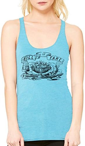 Austin Ink Apparel Feast of Food Ladies Triblend Racerback Tank (Aqua Blue, XX-Large)