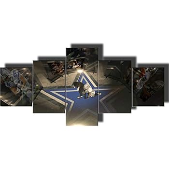 5 Piece Canvas Wall Art Dallas Cowboys Canvas Prints Painting Wall Art NFL Sport Home Decor Framed Pictures Modern Artwork Home Decor for Living Room Giclee Stretched Ready to Hang(50''Wx24''H)