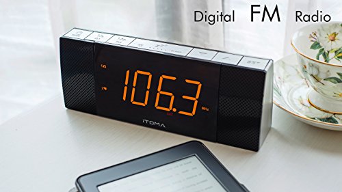 iTOMA Alarm Clock Radio-Bluetooth Stereo Speaker,FM Radio,Dual Alarm,USB Charging Port,Brightness Dimmer,Snooze,Sleep Timer,Battery Backup(CKS503BT)