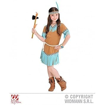 Lively Moments Indianerkostüm für Kinder in braun Indian Girl (Kleid, Gürtel, Stirnband) Kinderkostüm Gr. 2 - 3 Jahre ca. 104