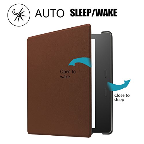 Leather Cover Case for All-New Kindle Oasis (9th Generation,2017 Release Only) Tablet Premium Ultra Cover with Auto Wake / Sleep for Kindle Oasis E-readers 7inch 2017 (Brown)