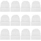 12 Packs Kids Beanies Winter Hats Warm Variety Pack, Assorted Colors Cuffed Knit Caps for Boys Girls Wholesale