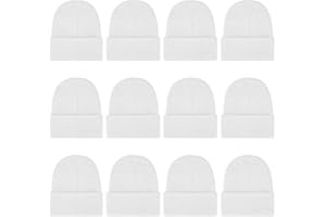 12 Packs Kids Beanies Winter Hats Warm Variety Pack, Assorted Colors Cuffed Knit Caps for Boys Girls Wholesale