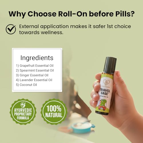 Travel Ease Junior Kids Roll-On | Anti-Nausea Aromatherapy for Motion Sickness and Vomiting | for Car, Sea, Air Travel |All-Natural Non Drowsy