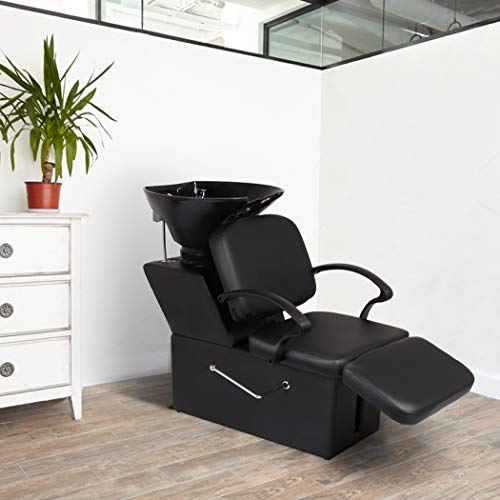 Buy Shampoo Backwash Barber Chair with Footrest Adjustable ABS Plastic