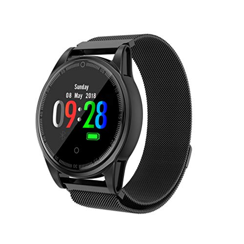 Insaneness Christmas Gift 1.22 inch Heart Rate Activity Step Counter Music Control Smart Bracet for Women Men (Black)