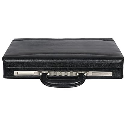 OBANI Genuine Leather Briefcase Office Bag Black