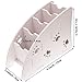 Coideal White Remote Control Holder Caddy - Small Desktop Organizer 4 Compartment Plastic-wood Pen Pencil Holder with Foot Pattern ​for Office Bedroom