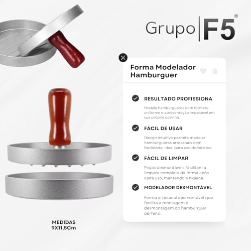 Forma Modelador Hamburguer Artesanal Desmontável Leve e Resistente Fácil de Usar e Limpar