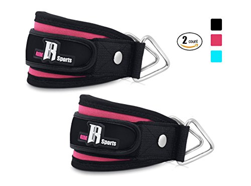 Pair of Cable Ankle Straps For Workout Gym Equipment Best Leg Strap For Ankle - Ideal For Workout Gear And Equipment - Premium Cable Attachments For Gym - Quality Ankle Straps For Women And Men Pink