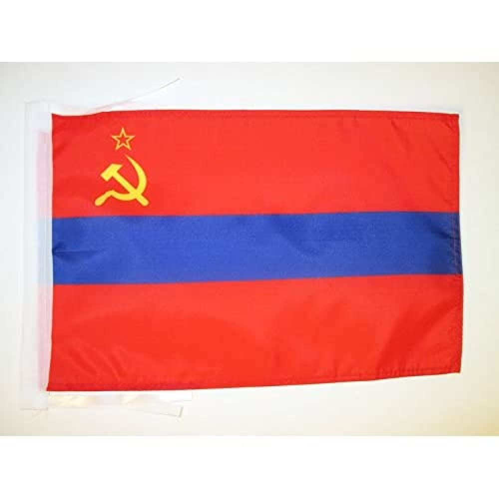 AZ FLAG - Armenian Soviet Socialist Republic Flag - 18'' x 12'' - 100% Polyester Armenia SSR Small Banner with Two Cords - Fade Resistant - Vivid Colors - 18x12 in - 45x30 Cm