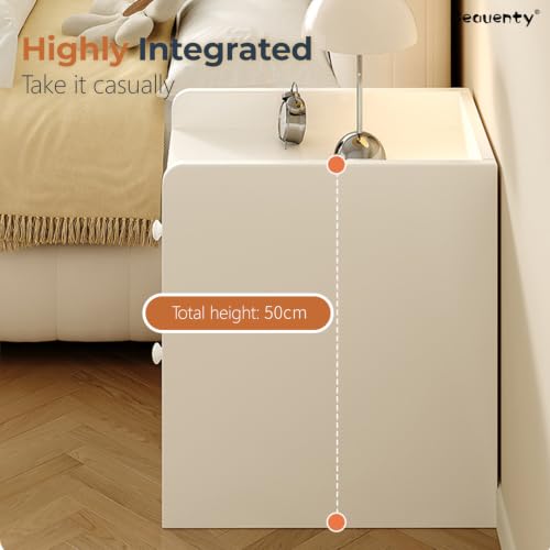 Beauenty Bedside Table Narrow Nightstand, Single Drawer Gap Bedside Cabinet, 25cm Wide Simple Night Stand for Rental Apartment, Small Bedroom, Living Room (White) (25 * 30 * 50CM)