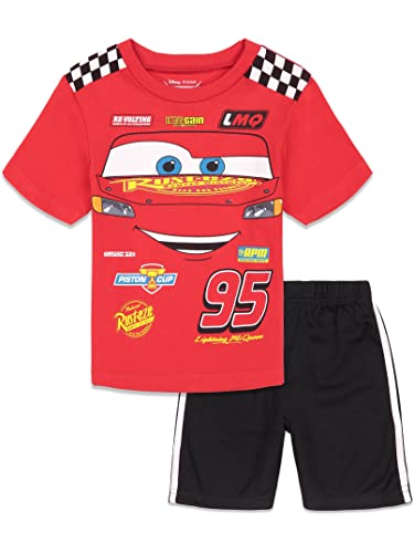 Disney Cars Athletic T-Shirt and Mesh Shorts Outfit Set Infant to Big Kid Sizes (18 Months - 10-12)