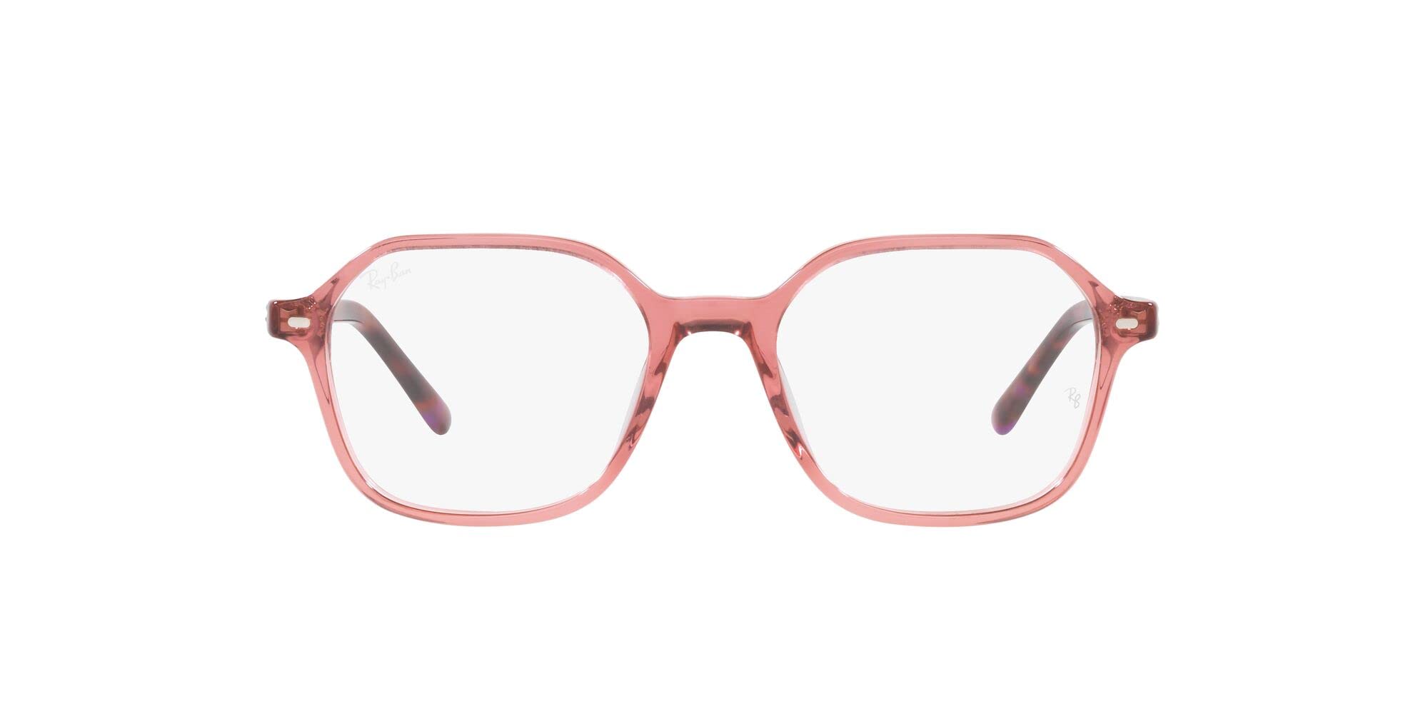 Photo 1 of Ray-Ban Unisex RX5394 John Square Prescription Eyewear Frames, Transparent Pink/Demo Lens, 49 mm