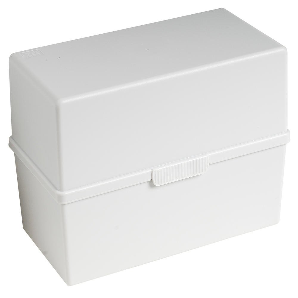 Exacompta - Ref 51840D - Office Card Index Box - 100 x 228 x 170mm in Size, Suitable for Storing A5 Index Cards, Snap Lock Closure, Hinged Lid - Light Grey