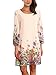 DJT Women's Floral Pattern 3/4 Sleeve Loose Fit Chiffon Tunic Dress Small Apricot-2