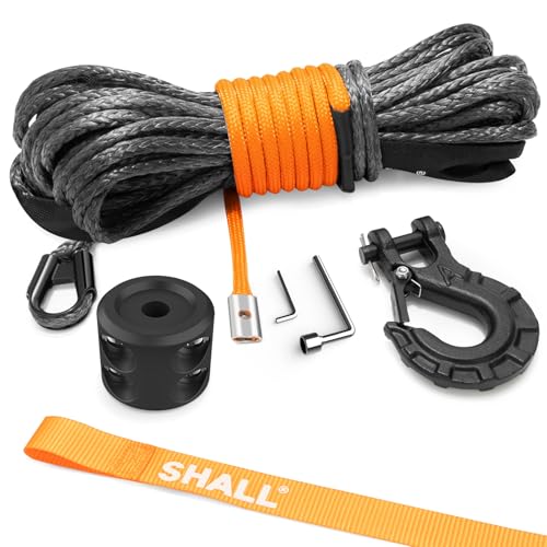 Shall Tow Straps & Ropes, Synthetic Winch Cable 1/4" x 50ft (7.6mm x 15m), 5 Ton (10,000 LB), Suitable for ATV/UTV Off-Road Vehicles.