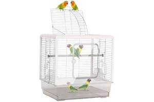 Yokolo Bird Cage 27-inch Inch Wrought Iron Parrot Cage Acrylic See-Through Standing Flight Parakeet Cage for Cockatiels Cheek Conure Lovebird Budgie Finch Canary