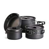 Hikingworld Lightweight Outdoor Camping Pan Hiking Cookware Backpacking Cooking Picnic Bowl Pot Pan Set