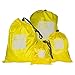 FORYEE Waterproof Storage Bag - Nylon 4 Different Size - Drawstring Bags/Ditty Bag/Cord Bag/Shoes Bag for Travel Home Outdoor Hiking Camping - Yellow