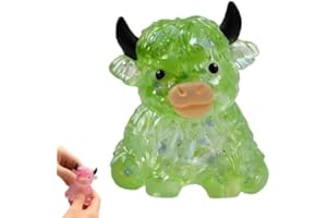 Glitter Highland Cow Squishies Fidget Toy, 2026 New Highland Cow Decor, Sensory Squeeze Toy for Adults & Kids, Anxiety Relief