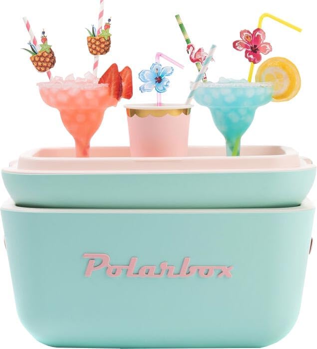 Klassische Retro Vintage Kühlbox für Camping, Picknick, Strand, 20 l, Limette/Lila, Limettengrün/Rosa — Foto 4 von 8