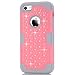 iPhone 5C Case, NOKEA Diamond Hybrid Heavy Duty Shockproof Full-Body Protective Case Ultra Slim Bumper Cover 3 in 1 Shield Soft TPU Hard PC Dual Layer Impact Protection (Pink Grey)