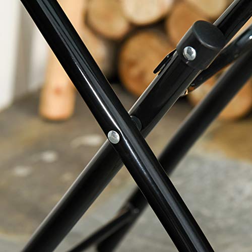 Outsunny Gartentisch Beistelltisch Bistrotisch mit Glasplatte rund klappbar Metall Ø45 schwarz – Bild 6