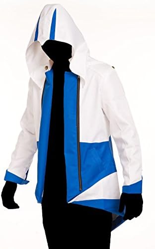 TEENTAGE Assassin's Creed 3 Connor Kenway Hoodie Jacket,White and Blue,Men-Medium