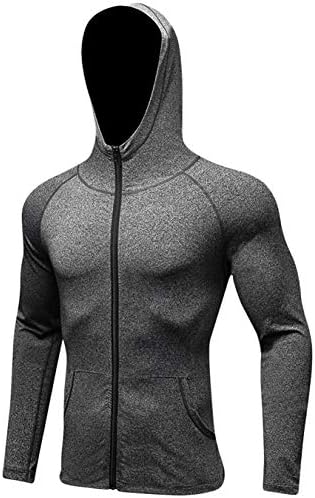 Men's Quick-Dry Hoodies Running Sweatshirt Slim Fit Zip Up Fitness Gym T Shirts