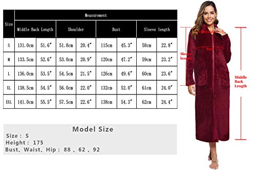 iClosam Dames badjas Zachte Fleece Kamerjas Badjas voor Dames Sjaal Handdoek Jurk Badjas Volledige Lengte met Rits - Image 8