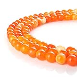 wanjin Natural orange Stripe Agate Gemstone Round Loose Beads For Jewelry Making Findings /Accessories 1 Strand 15.5 inches -8mm