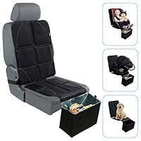 Car Seat Protector with Trash Can - Waterproof Car Seat Pad and Collapsible Trash Bin - Adjustable Auto Seat Protector Under Car Seat Designed to Fit All Vehicles + Bonus Trash Liners by BabySeater