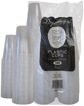 7 Ounce Clear Disposable Plastic Cups - Flexible and Crack Resistant - 100 count Bargain Pack