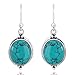 Women’s 925 Oxidized Sterling Silver Oval Gemstone Vintage Dangle Hook Earrings, 1.25