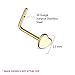 BodyJ4You Nose Stud L-Shape Screw Ring 20G Heart Goldtone Steel Nostril Girl Women Authentic Piercing Jewelry