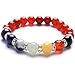 TGS Gems® Beautiful Energy Power Crystal Elastic Stretch Beaded Chakra Gemstone Reiki Healing Bracelet 7 Chakra Mixed Combination SL013A23