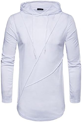 Whitive Mens Hip Hop Pure Splice Hooded Long-Sleeve High Street Pullover T-Shirt White M