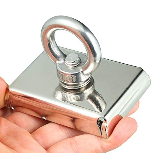 Wukong Square Neodymium Fishing Magnets, Super Strong 242 LBS Pulling Forces Rare Earth Magnets with Eyebolt for Retrieving in River and Magnetic Fishingï¼ˆL2.95'' X W2.16'' X T0.6'' SNN75ï¼‰