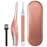 Ear Pick Ear Wax Removal Tool with Light, Langsum Ear Cleaning Tools Kit for Kids and Adults, Earwax Spoon Ear Cleaner with a Cleaning Brush and Storage Box