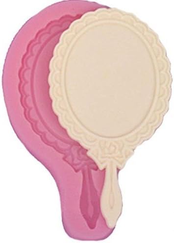 Silicone Mould Cake Candy Pastry Tools Decorating Non-stick Womens Makeup Mirror Sugarcraft Silicone Baking Mold for Fondant Gum Paste Chocolate Making Crafts Molds Soap Wedding Decorations 1Pcs