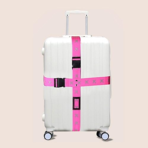 Attac Adjustable Superior Strength Extra Long Cross Luggage Strap belt Suitcase Travel Belt Tags (Pink)