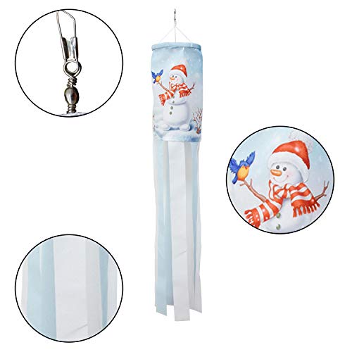 PINCHUANG 40 Inch Snowman Winter Windsock Flag, Christmas Windsock Outdoor Hanging Decoration for Front Yard Patio Lawn Garden Party Decor (Style C)