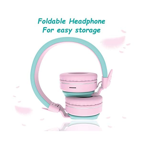Headphones-Riwbox-BT05-Wings-Kids-Headphones-Wireless-Bluetooth-Over-Ear-85dB103db-Volume-Control-Children-Foldable-Headphones-with-MicTF-Card-Compatible-with-TabletSmartphoneSchool-PinkGreen Riwbox Headphones, BT05 Wings Kids Headphones Wireless Bluetooth Over Ear 85dB/103db Volume Control Children Foldable…