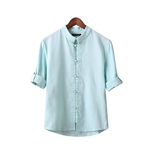 Meijunter Men's Chinese Style Clothing Shirt Tang Suit Cotton Linen Short Sleeve